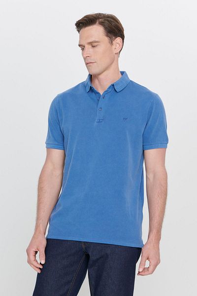 ALTINYILDIZ CLASSICS Ανδρικό μπλουζάκι Indigo Slim Fit Slim Fit Polo γιακάς 100% βαμβάκι με σχέδιο