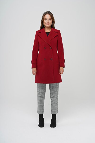 Olcay Double Breasted Men's Collar Coat Fez 3807