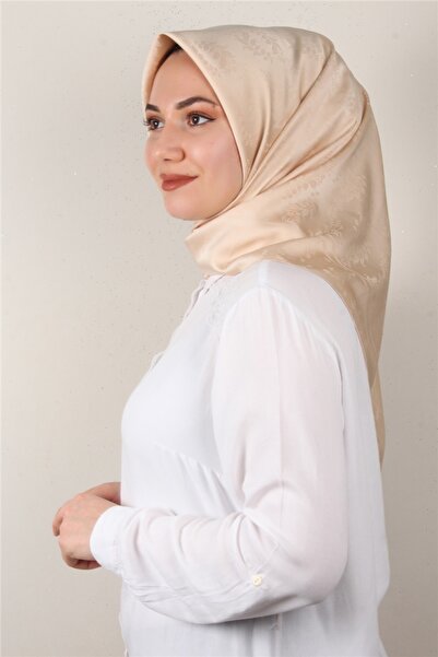Eşarppark Jakarlı Ipeksi Eşarp 3089-2 Bej