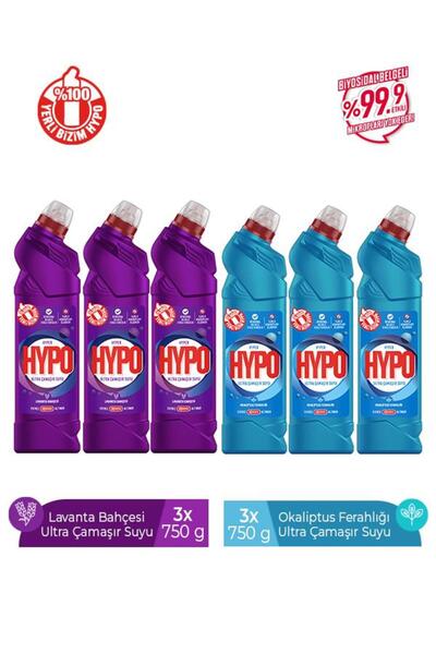 Hyper Hypo Ultra Çamaşır Suyu 3 Lavanta ve 3 Okaliptus 750 gr x 6 Adet