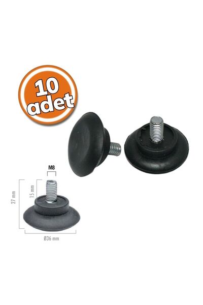 Ayder Büyük Ayak Siyah M8 10'lu Set