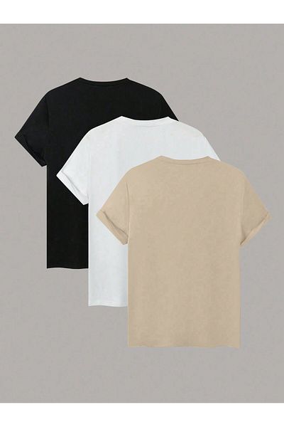 EYAX MODA Advantageous Set of 3 - Crew Neck Large Size T-Shirt