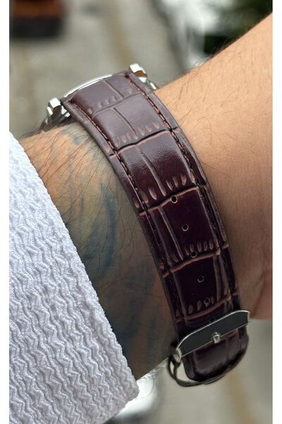 Show Time Men's Leather Wristwatch