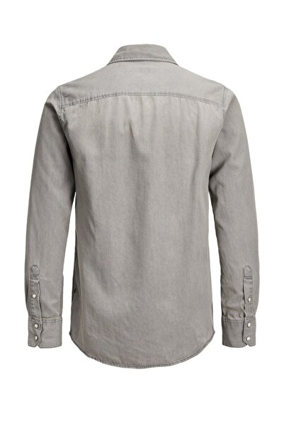 Jack & Jones Γκρι ανδρικό πουκάμισο - Jjesheridan Shırt, L/S, Μοντέλο Noos