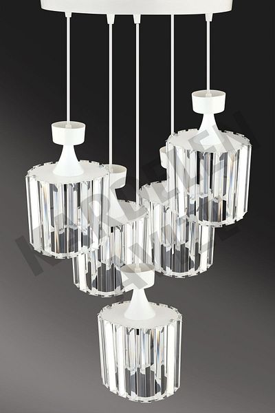 SONSUZ AYDINLATMA&AVİZE 5-Piece White Crystal Stone Pendant Lamp Facing - Luxury Chandelier