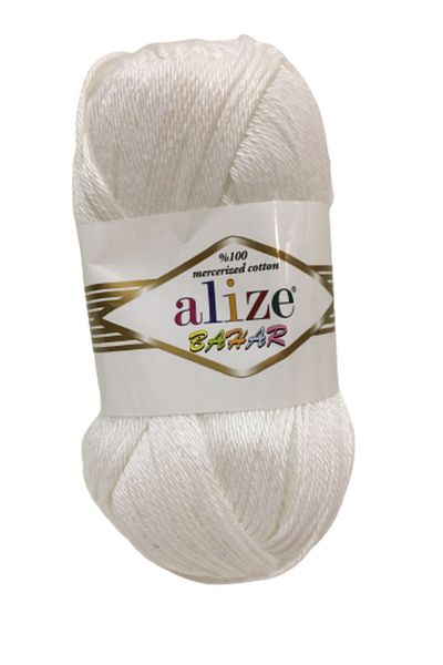 Alize 100% Mercerized Spring Cotton Knitting Thread - 55 White Skirt/Blouse/Pareo/Amigurami