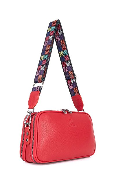 HNB ÇANTA Çapraz Askılı Kadın Omuz Çantası Madame Vera Mv015 Kırmızı