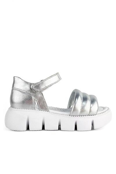 Cici Bebe Ayakkabı Sandale pentru fete din piele naturală de culoare argintie