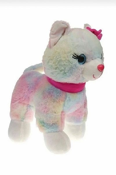 Şeker Adası Pink Cute Plush Cat Toy - Sleep & Playmate, Colorful Rainbow