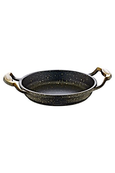 OMS 3248 - 22 Cm Black Pan, Bio Granite, One Piece Cast, Copper Detailed Body