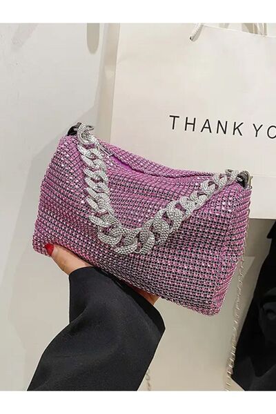 TOPLINE حقيبة نسائية صغيرة للسهرة ذات مظهر حجري لامع