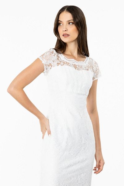 Ekol Lace Detailed Crew Neck Dress
