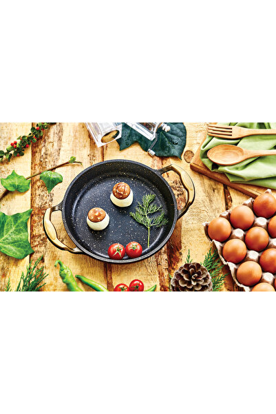 OMS 3248 Model - Bio Granite, One Piece, 22 Cm Saucepan, Black Pan and Gold D...