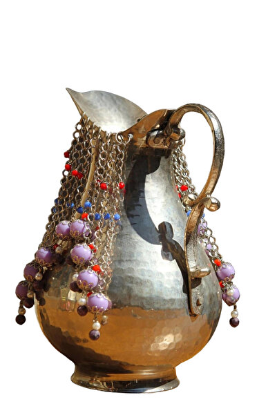 ANTEPSEPETİ Lila Boncuklu Gümüş Kaplama Sürahi