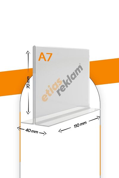 Etias Reklam A7 T Type Horizontal Table Top 10 Pack / 2.8 Mm Transparent Plexi Fountain / Brochure Holder