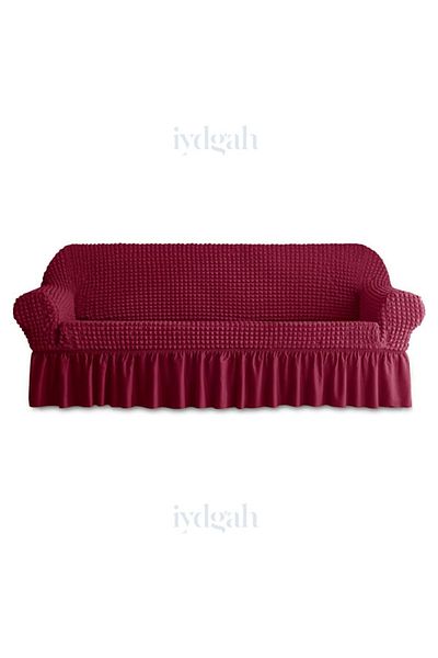 IYDGAH Burgundy Colored 3-Piece Lycra Seat Cover - Elastic Burumcuk Couch Sofa Bed Cover 1 Piece