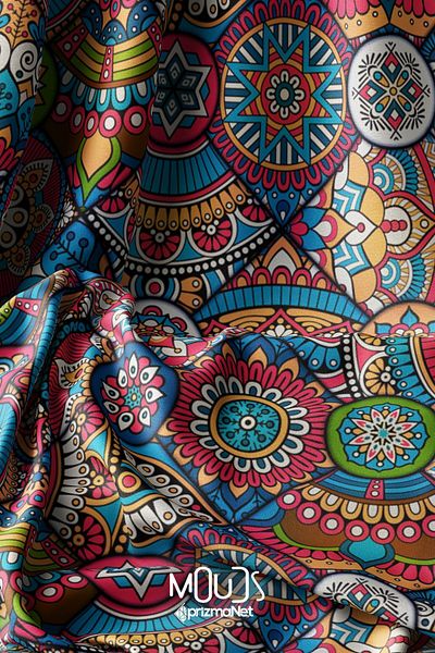 Moud's Anatolia 10 Patterned Suede Digital Printed Fabric - 155cm Kms-111