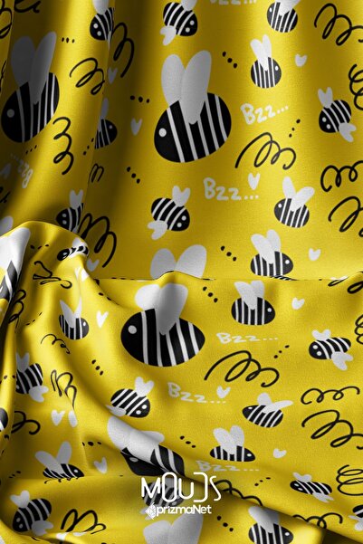 Moud's Arı Desenli Dijital Baskılı Kumaş Süetimsi Doku En 155cm Kms-501