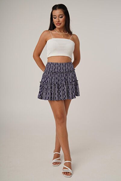 Hipo Trend Синя міні-спідниця-шорти з принтом