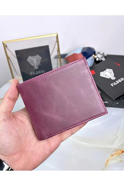 Fil Deri Men's Wallet - Genuine Leather, Coin Compartment, Zipper