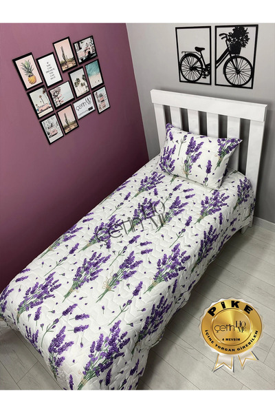 Çetinhome Tek Kişilik Kapitone Pike Seti 4 Mevsim Lavanta