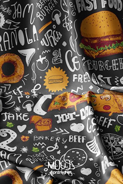 Moud's بيتزا برجر من جلد الغزال مطبوعة رقمية مقاس 155 سم - Kms-69