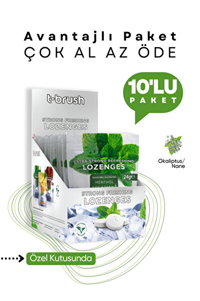 TBRUSH Ağız Kokusu Önleyici Mentol ve Nane Aromalı Ağız Pastili - Alkolsüz ve...