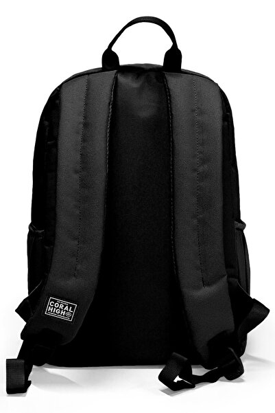 Coral High Basketball Patterned Black School Backpack - 23639