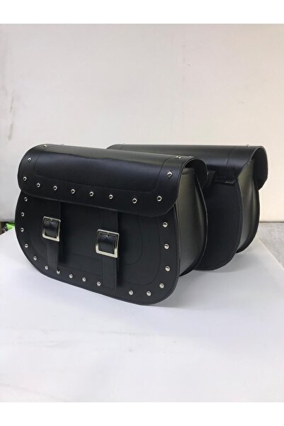 DOT CYCLE Chopper Deri Heybe Yan Çanta Takımı (2'Lİ)