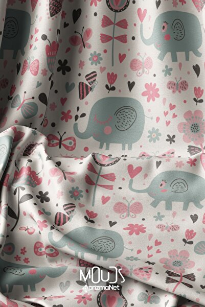 Moud's 155 см цифровий друк на шовковистій тканині - 3 слоновий малюнок, Kums...