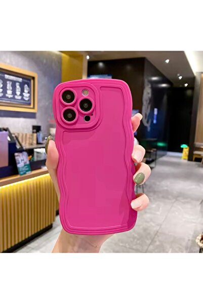 MİRAZ TASARIM حافظة آيفون 14 برو فوشيا بحافة مموجة