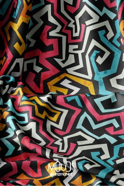 Moud's Цифровий друк, кольорові смужки, сукня - ширина 155 см, Kms-63