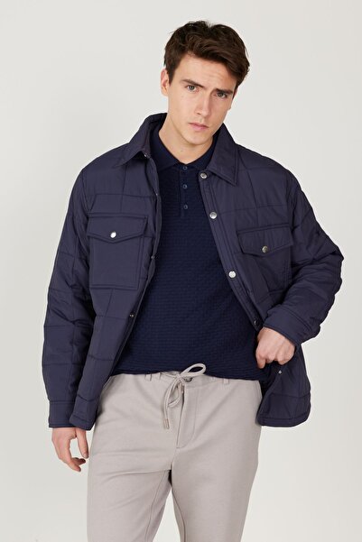 ALTINYILDIZ CLASSICS Erkek Lacivert Standart Fit Normal Kesim Gömlek Yaka Mont