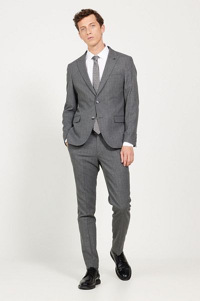 ALTINYILDIZ CLASSICS Men's Dark Gray Slim Fit Slim Fit Swallow Collar Striped Suit