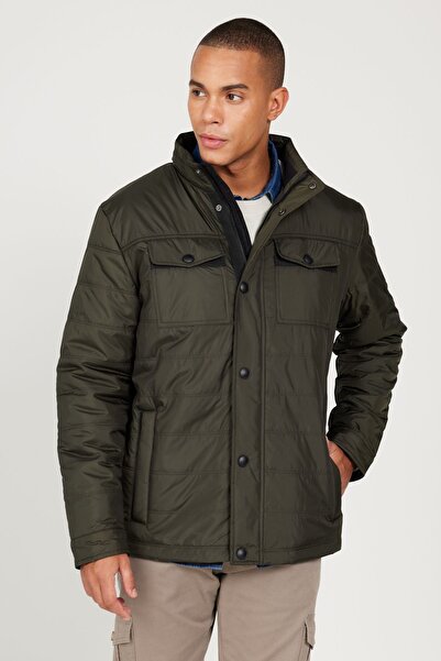 ALTINYILDIZ CLASSICS Erkek Haki Standart Fit Normal Kesim Dik Yaka Mont