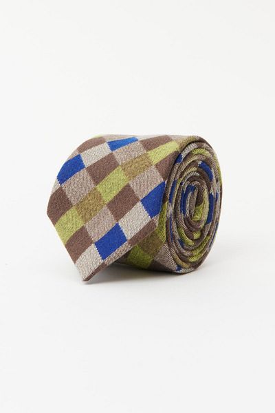 ALTINYILDIZ CLASSICS Men's Yellow Blue Brown Woolen Classic Tie