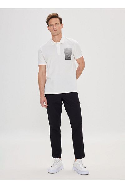 ALTINYILDIZ CLASSICS Tricou polo alb pentru bărbați 4a 4824200009