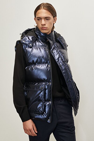 AC&Co / Altınyıldız Classics Ανδρικό φανελάκι με κουκούλα κανονικής κοπής, μπλε Navy Standard Fit