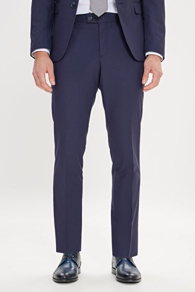 AC&Co / Altınyıldız Classics Erkek Lacivert Slim Fit Dar Kesim Mono Yaka Takım Elbise
