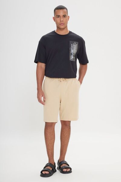 AC&Co / Altınyıldız Classics شورت محبوك من القطن مريح باللون البيج للرجال مع ...