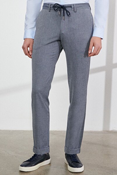 ALTINYILDIZ CLASSICS Erkek Gri Slim Fit Dar Kesim Mono Yaka Gofre Desenli Takım Elbise