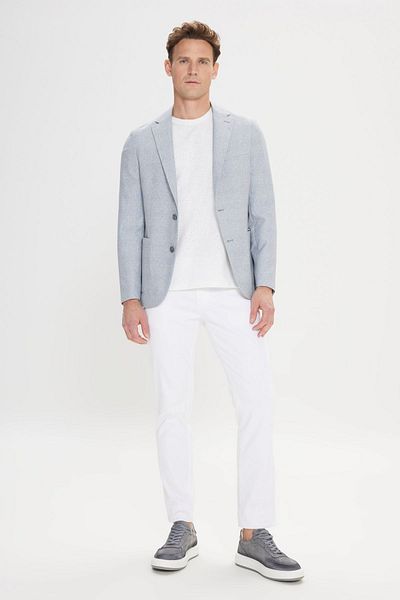 ALTINYILDIZ CLASSICS Grau-blaue Slim-Fit-Blazerjacke für Herren – 360-Grad-Stretch, Monokragen