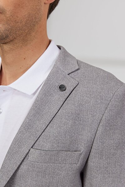ALTINYILDIZ CLASSICS Ανδρικό γκρι κοστούμι με στενή κοπή με μονό γιακά με σχέδιο