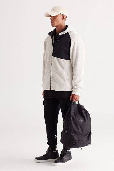 AC&Co / Altınyıldız Classics Ανδρικό μπουφάν φούτερ Sherpa Fleece με κουκούλα Oversize με κουκούλα