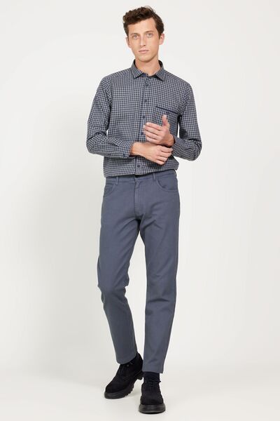 ALTINYILDIZ CLASSICS Férfi szürke-kék 5 zsebes Dobby kényelmes pamut nadrág