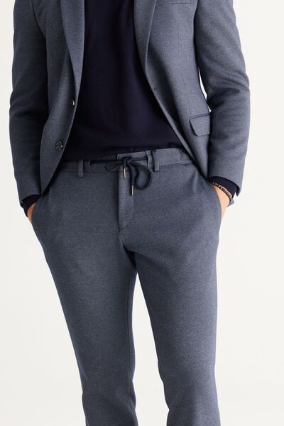 ALTINYILDIZ CLASSICS Men's Navy Blue-Grey Slim Fit Slim Fit Swallow Collar Patterned Suit