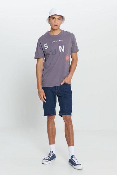 AC&Co / Altınyıldız Classics Anthrazitfarbenes Comfort Fit Relaxed Fit T-Shirt mit Rundhalsausschnitt aus 100 % Baumwolle mit Aufdruck