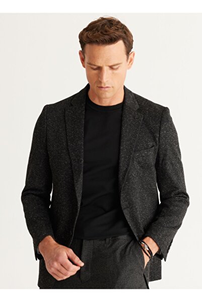 ALTINYILDIZ CLASSICS Altıny Yıldız Classics Μάλλινο σακάκι με μονόχρωμο γιακά με κανονική εφαρμογή