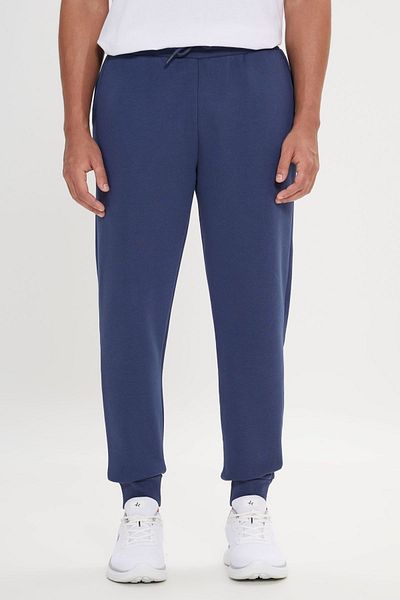 AC&Co / Altınyıldız Classics Men's Navy Blue Standard Fit Regular Cut 3 Thread Fleece Cotton Comfortable Sweatpants