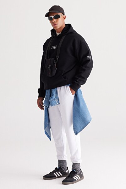 AC&Co / Altınyıldız Classics Men's White Standard Fit Regular Cut Comfortable Cotton Sweatpants with Side Pockets